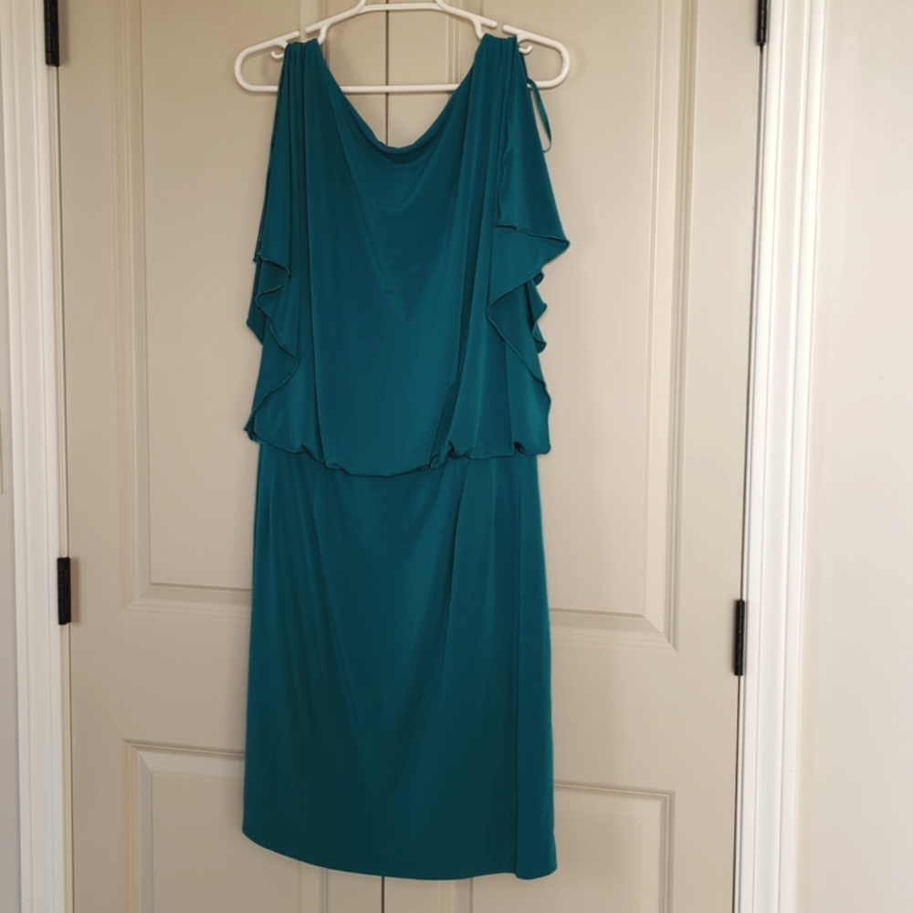 Jessica Simpson bluegreen dress with flutter sleeve detail
